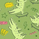 Printed Wincy Col. 123 Crocs Green (Min: 10mtrs)